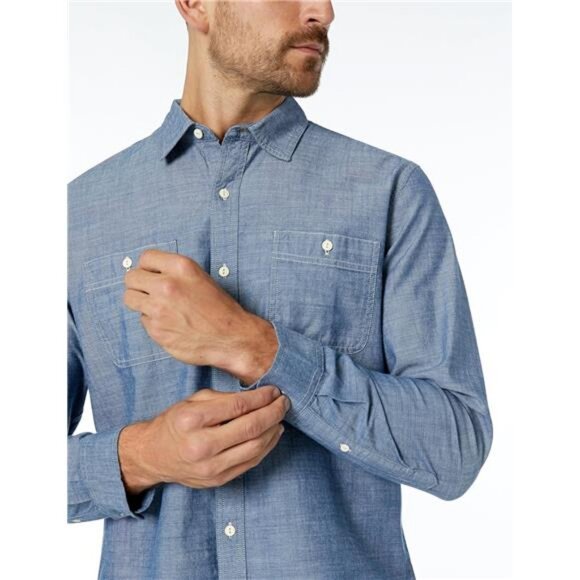 Men's Regular-Fit Long-Sleeve Chambray Shirt - Picture 3 of 5